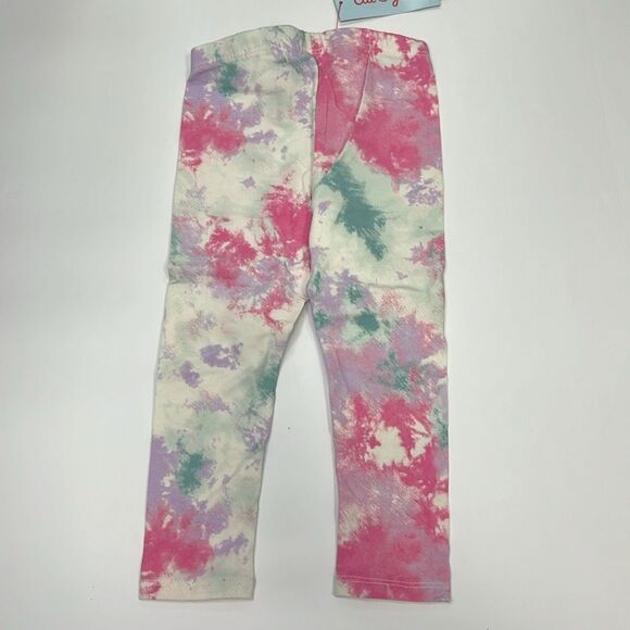 Cat & Jack Kids Girls Tie Dye Durable Knee Printed Leggings Size 2T - Picture 3 of 4